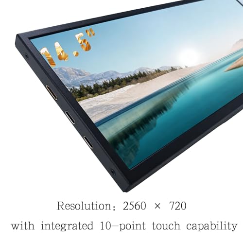 Image of 14.5Incn 2.5K Touchscrcen BarMontor,2550x720 IPS Portable CD Scrcen wth 10-Point Touch, 60 Rerteshn Rate.350nt Brightiness, USB C Drver Beard Yx25kK Tor DY Game PC (Black Shell)