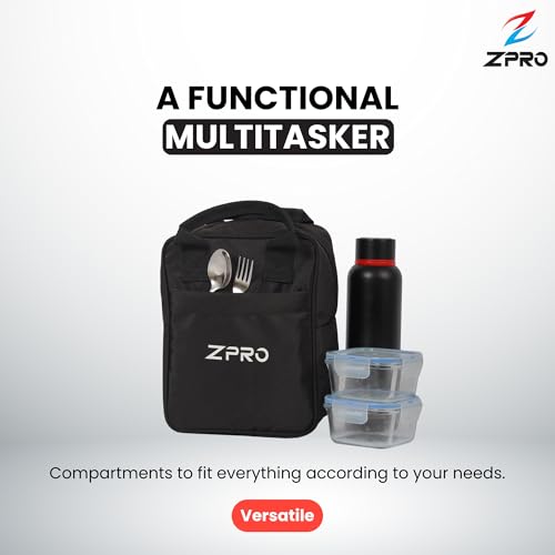 Image of ZPRO Insulated Lunch Bag | Leakproof Thermal Tiffin Bag for Office, School & Travel | Keeps Food Hot & Cold | for Men, Women & Kids | Black