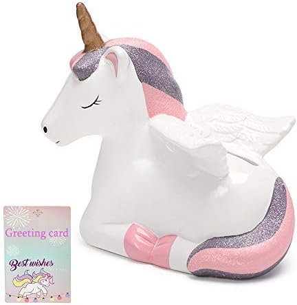 Unicorn Money Box Cute Piggy Bank for Girls Ceramics Coin Bank Home Decoration Nursery Decor Keepsake Perfect Unique Gifts Christmas Birthday