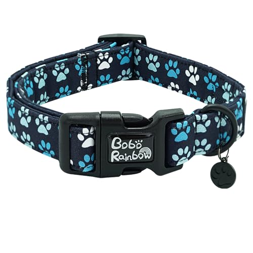 Image of Dog Collar-Cute Footprint Adjustable Pet Collars Soft Comfortable Cotton Puppy Collar Durable Gift for X-Small Dogs