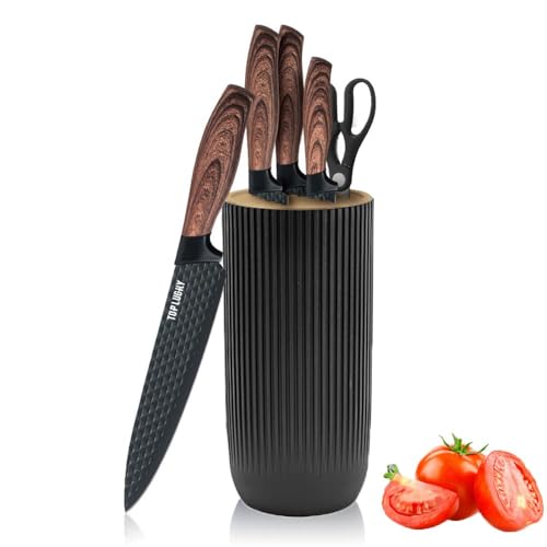 Comparison: Best Rust Proof Knife Set 7 Knife Set, Wiztoynia 6-Piece Black Kitchen Knife Set for Home, Anti-Rust Non-stick Stainless Steel Sharp Chef Knife Set with Universal Knife Block for Kitchen, Ergonomical Design (Black)