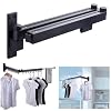 MYOYAY Wall Mounted Clothes Drying Rack 220lbs Retractable Folding Space Saver Hanger Heavy Duty Clothes Hanger Rack with Towel Bar Collapsible Clothes Dryer for Laundry Room Balcony Bedroom