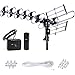FiveStar Outdoor HD TV Antenna Strongest Up to 200 Miles Long Range with Motorized 360 Degree Rotation, UHF/VHF/FM Radio with Infrared Remote Control Advanced Design Plus Installation Kit