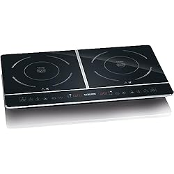 Cocina De Induccion 2 Quemadores SEVERIN - Placa inducción portátil, temporizador 180 min con apagado automático, hornillo eléctrico doble con 2 fuegos, Cocina para caravanas y camping, 4,8x59x35,5 cm, negro, 3400 W, DK 1031