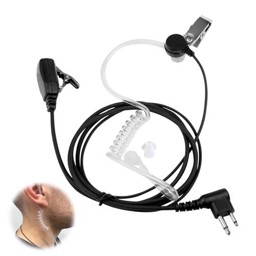 Walkie Talkie Earpiece with Mic Radio Earpiece 2 Pin Covert Air Tube Ear piece Headset with Big PTT Mic Security Ear Pieces for Security Guard Accessories for EP450 GP300 CP040 CP140 CP180 CP200
