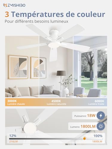 Ventilateur de plafond avec lumière et télécommande pour rafraîchir le salon - 4