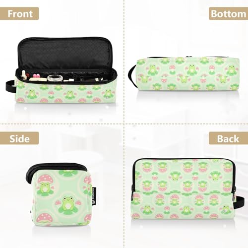 Bolso de viaje para herramientas de cabello y alfombrilla resistente al calor con cremallera, estuche protector impermeable para planchas y rizadores, diseño de rana y seta miniatura 5
