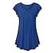 Produktbild iHENGH Damen Solide Spitze Patchwork Geraffte Tank Top, Frauen Sommer Bluse Kurzarm Tops Shirt