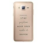 estuche ideal para regalo. ZOKKO - Carcasa para Galaxy J3 2016 Stay Positive – Flexible Transparente Tinta Negra