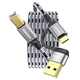 USB プリンターケーブル 6m、ナイロン編み込み USB 2.0 Type A to B メス・オス プリンターコード、高速スキャナーケーブル（HP、キヤノン、エプソン、ブラザー、デル、レキサーマーク、ゼロックス、ピアノ、DAC に対応）