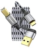 USB B to USB C Printer Cable 25 ft - Type A/C to B Printer Cable High-Speed Nylon Braided MIDI Cord for HP, Canon, Brother, Samsung, Dell, Epson,DAC