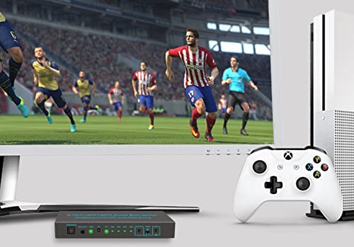 (Newest Version) Skycrophd 5 Port 4K Hdmi Switch With Optical & 3.5Mm Aux Audio Out, 5X1 Hdmi Switcher Audio Extractor Splitter Support 4K@60Hz, 1080P@120Hz, Arc, Hdcp 2.2, Hdr10, Dolby Vision/Atoms #TOP7