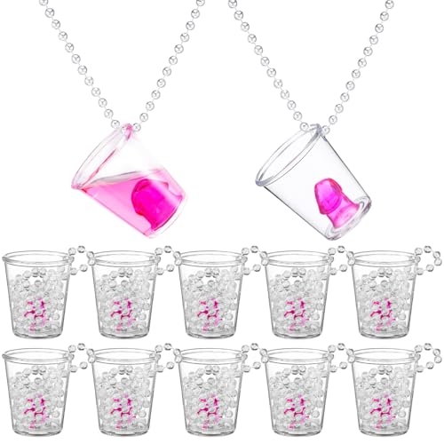 WGXX 12 Pcs Bachelorette Shot Glasses Set, Bachelorette Party Favors Shot Cups, Funny Plastic Beaded Gifts Shot Glass for Bachelor Wedding Party Decorations (Non-Luminous, Transparent)