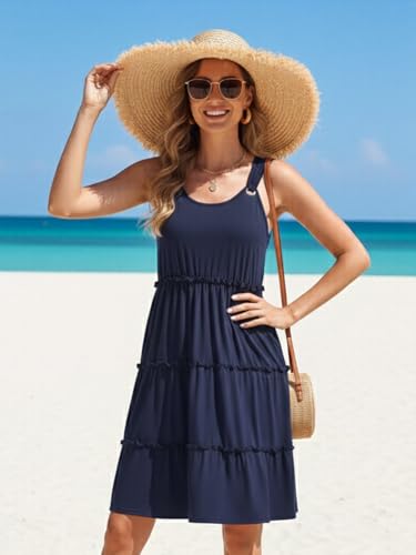 Image of ETCYY Sundresses for Women 2026 Vacation Swimsuit Cover Ups Boho Floral Beach Dress T-Shirts Tank Dresses