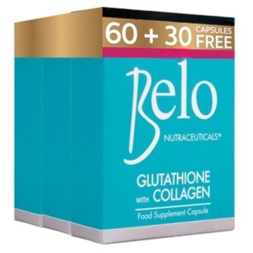 Belo Nutraceuticals Glutathione Collagen Advanced Skin Support Beauty Capsule Supplement - 60 Capsules + 30 Free