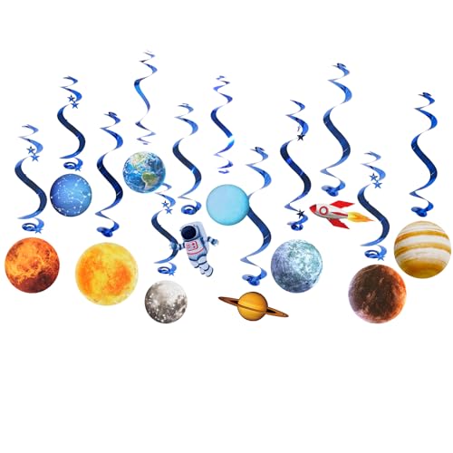 Easy Joy Solar System Hanging Swirl 12 Pieces Decorations Outer Space Party Planets Supplies Space Decorations Party Galaxy Room Decor