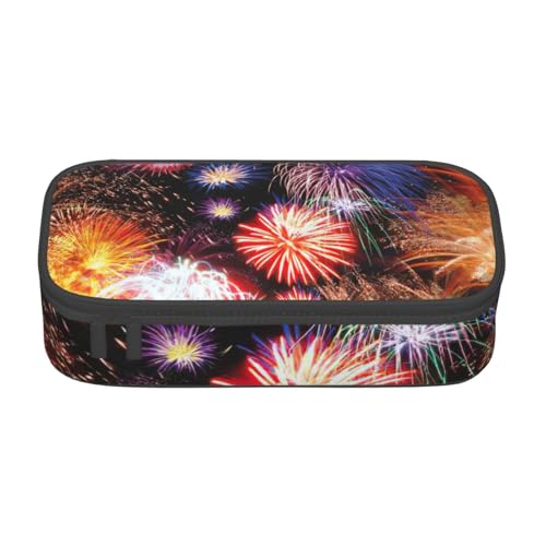 DDSFvbv Beautiful Fireworks Pencil Case - Student & Office Supplies - Item Storage Bag- Makeup Bag- Large Stationery Bag