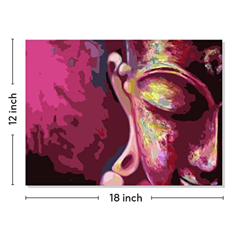 Image of RANGOLI 100% Cotton Stretched Canvas Painting 400 GSM, Framed Modern Art Lord Buddha Canvas Abstract Wall Art for Living Room, 3D Paintings for Wall Decor (12 x 18 Inch With Frame)