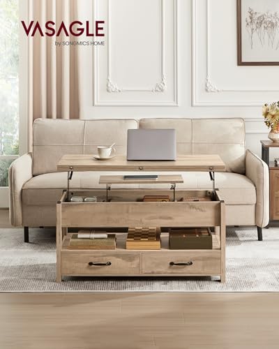 Table basse relevable rangement 3 compartiments VASAGLE