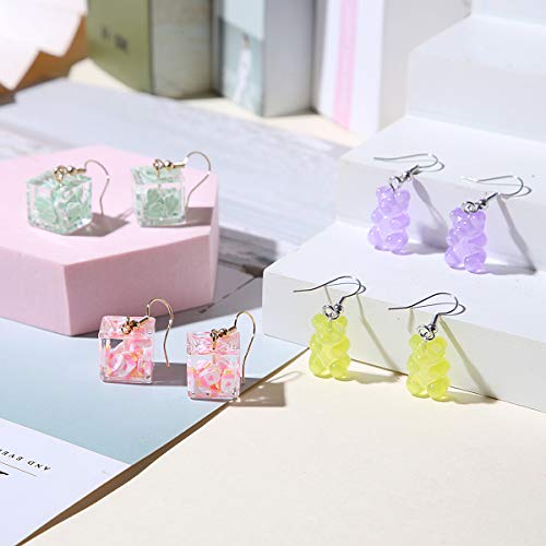 16 Pairs Cute Weird Dangle Earrings For Teen Girls Gummy Bear Earrings Creative Unique Pearl Milk Tea Colorful Rainbow Ice Cream Water Bottle Hook Pendant Shape Funny Earrings (16 Pairs-B) #TOP4
