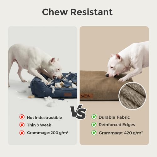 Image of 36 Inch Indestructible Dog Bed for Large Dogs, Waterproof Chew Proof Orthopedic Pet Mat for Crate with Machinne Wshable Cover, Great for Indoor Outdoor Use, Brown