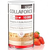 Colágeno Hidrolizado, Magnesio y Ácido Hialurónico - Con Vitamina C y Vitamina D3 - Sabor Fresa - Apoya Articulaciones, Piel y Músculos - Collaforce Super 10.000 Dietmed - 450 gramos