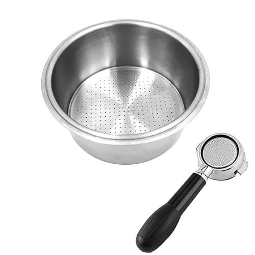 Cesta portafiltro de café de 51 mm, 2 tazas de acero inoxidable a presión, cesta de filtro de café sin fondo, accesorios para máquinas de café espresso