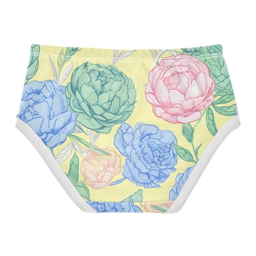 Pastel Colorful Flowers Yellow Little Girl Panties Toddler Underwear Custom Cotton Fancy Briefs Undies Kids 2t2