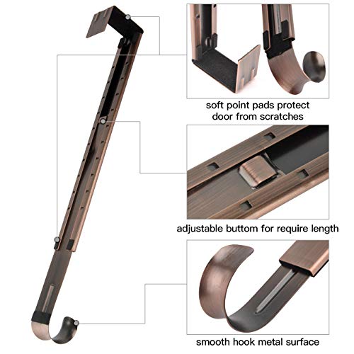 Wreath Hanger,Adjustable Length 14.9-25 Inch Metal Door Hanger,Wreath Hanger for Front Door 20 lbs Larger Christmas Wreaths Decorations Hook, Bronze