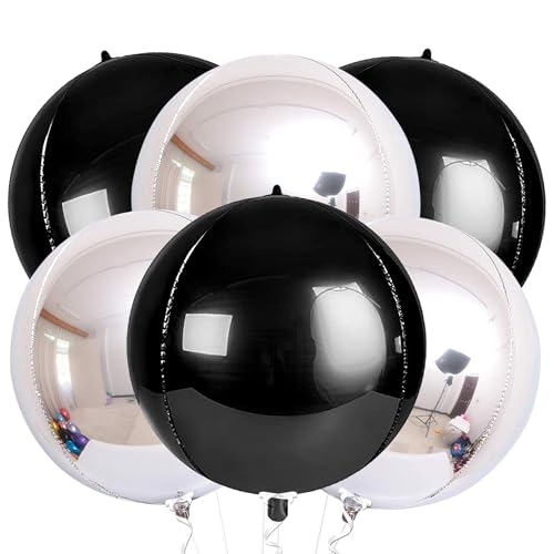 Image of KatchOn, Large Black and Silver Balloon - 22 Inch, Pack of 6 | Black and Silver Mylar Balloons for Graduation Decorations 2026 | Birthday, Bachelorette Party Decorations | Graduation Balloons