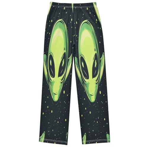 Boy's Pants Green Alien Jogger Pants Elastic Waist Long Bottoms Trousers with Pockets 6-14 Years