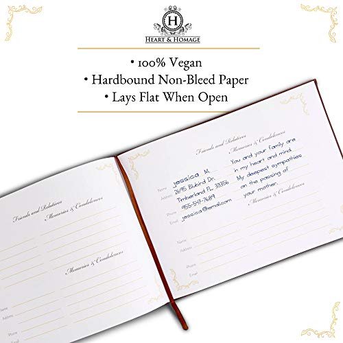 Heart & Homage Funeral and Memorial Guest Sign-in Book | PU Leather Hardcover, Large - Beautiful | Registration Books - in Loving Memory | 80 Guests (Burgundy) - Thumbnail 5