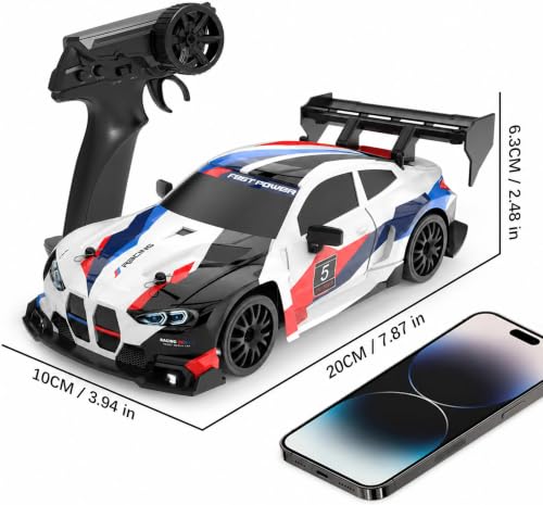 Image of DWH BMV High Speed RC Drift Car 1:24 Scale | 2.4GHz Remote Control | USB Rechargeable | LED Lights | Extra Drift Tires | Racing Toy Car for Kids & Adults