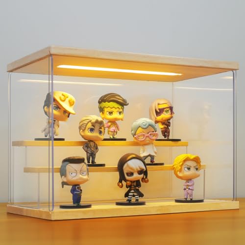 【Montaggio Facile e Durabilità】L'assemblaggio di questa vetrina per figurine è estremamente semplice. Rimuovete con delicatezza le pellicole protettive da entrambi i lati e assemblate i componenti seguendo gli incastri predisposti. Bordi lisci, fissaggio sicuro e base stabile prevengono ribaltamenti. Facile da spostare se necessario.