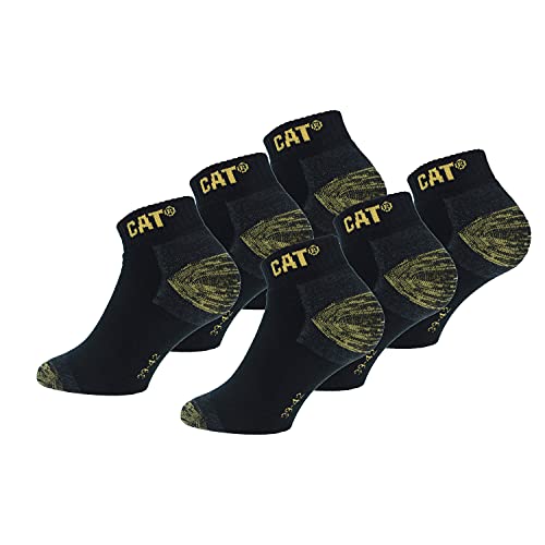 CAT 6 Paires de chaussettes sneaker CATERPILLAR de sécurité au travail pour hommes, double renfort sur la pointe et le talon, Coton d'excellente qualité...