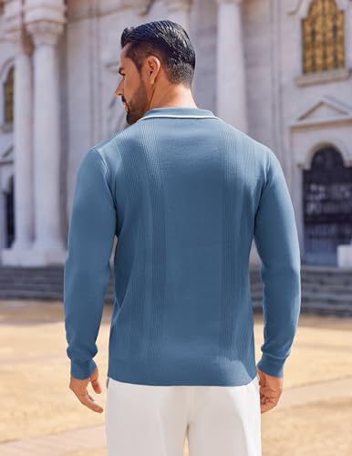 COOFANDY Mens Knit Polo Sweaters Long Sleeve Vintage Polos Casual Dress Pullover Old Money Tops4