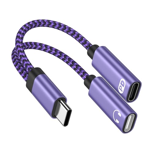 Image of 2 in 1 Samsung USB Type C to USBC Headphone and PD 60W Charger Adapter for Galaxy S26 /S26 Ultra /S26+ S25 Ultra S24,USB C Splitter 1 in 2 Out HiFi Audio Adapter for iPhone 17e 17 Pro Max 17 Air 16E 16