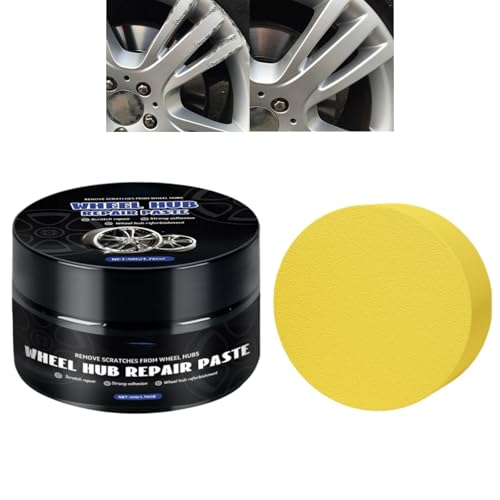 100G Alloy Wheel Scratch Repair Kit with Sponge Car Wheel Scratch Remover Polish Scratch Repair Paste for Alloy Wheels Wheel Scratch Repair Solution for Car RV & Truck Smooth Finish Rim Care Kit