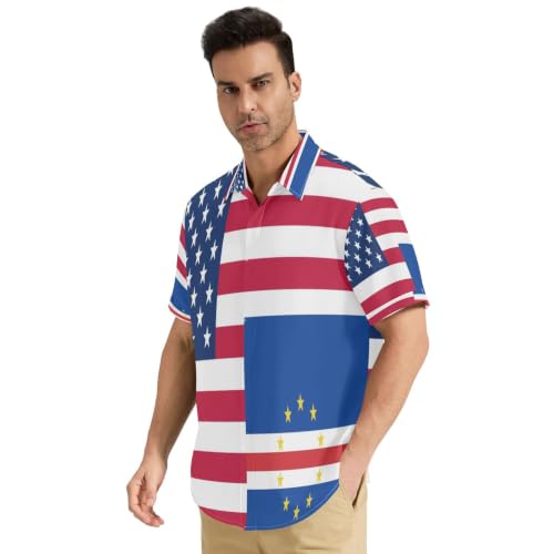 Chemise infroissable homme toutes saisons à manches courtes drapeau USA Cap-Vert S
