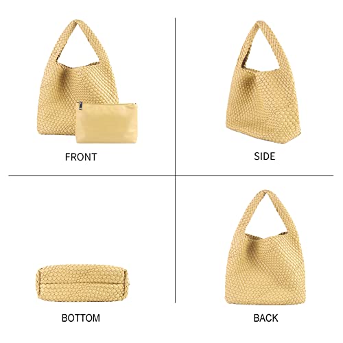 Bolso tejido para mujer, bolso vegano hobo de cuero miniatura 3