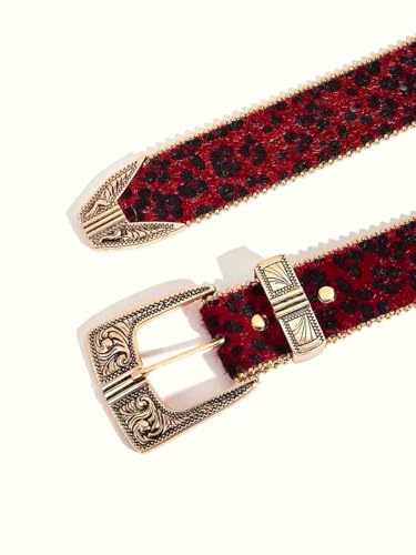 Yalice Women Leopard Belt Western Cowgirls Belts Gold Buckle Fashion Ladies Waist Belt for Dress Jeans3
