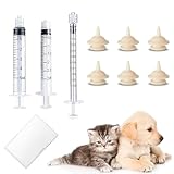 COYUN 9 Stück Haustier Fütterung Silikon Nippel, katzenmilch Aufzuchtflasche für undewelpen Kitten, mit Spritzen, Plastikspritze, Futterspritzen Kleintiere, für Welpen Katze oder andere Haustiere