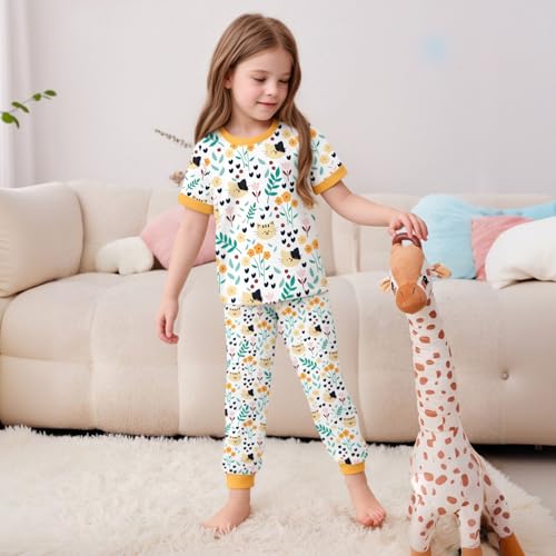 LQSZ Girls Pajamas Set Kids 4 Piece Summer Sleepwear 3-10 Years Pajama Toddler Pjs3