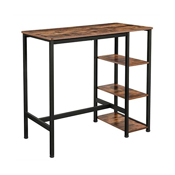 VASAGLE Bar Table, Kitchen Table, Dining Table with 3 Shelves, Stable Steel Structure, for Bar Party Cellar, Restaurant, 109 x 60 x 100 cm, Industrial Style, Easy to Assemble, Rustic Brown LBT11X