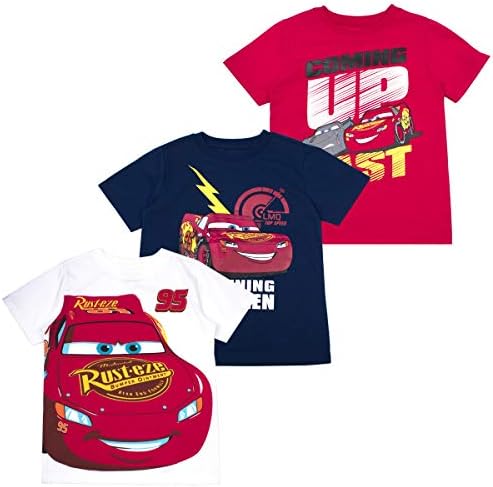 Cars Boys' T-Shirt (Pack of 3) 2T RED