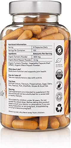 Honest Roots Organic Turmeric Curcumin Supplement With Bioperine For Maximum Absorption & Black Pepper- 600Mg - 120 Capsules For Joint Support, Vegan Supplement- Non-Gmo, Plant Based & High Potency #TOP1
