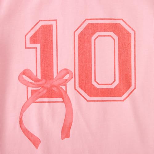 Image of Girl Birthday Shirt 10th Birthday T-Shirt Bow 10 Year Old Bday Short Sleeve Tee Top Tenth Party Outfit
