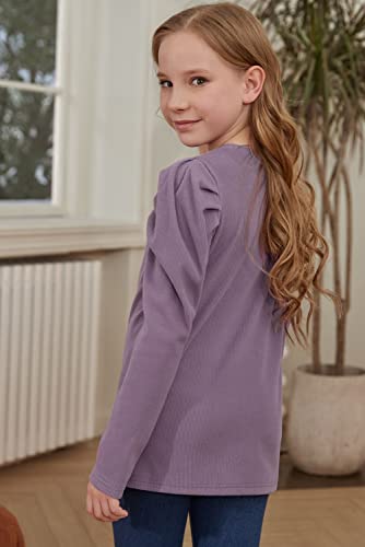 blibean Tween Girls Puff Sleeve Shirts Stylish Fall Tops Size 4-15 Years Old4