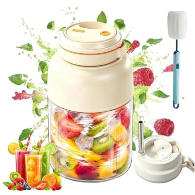 180w Portable Wireless Juicer Cup With 38 Blades, 28/45 Oz Wireless Electric Juicer Cup USB Rechargeable Cordless Blender for Fruits Vegetables (White, 45oz)