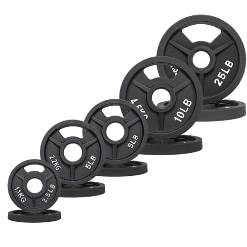 Fitvids 2-Inch Olympic Cast Iron Plate Weight Plate for Strength Training and Weightlifting, Multiple Sizes